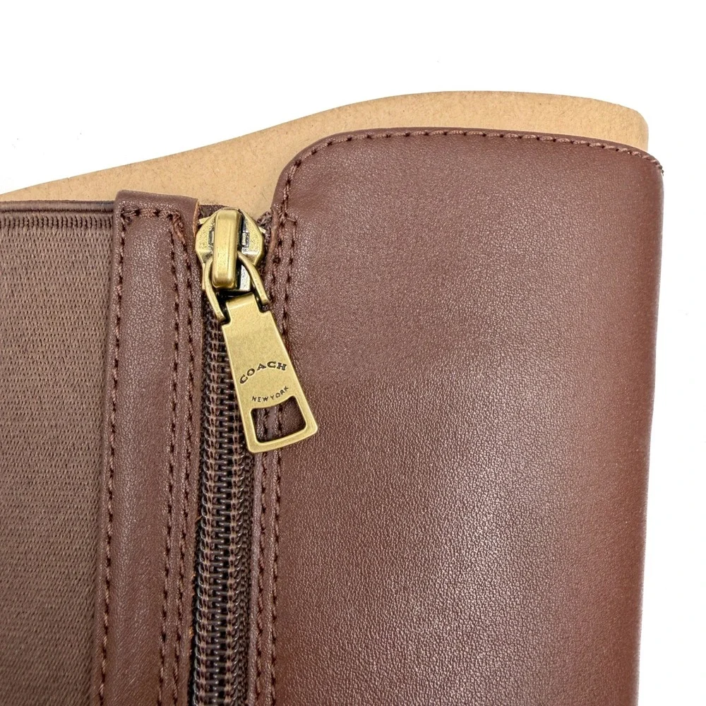 Coach Faith Riding Boots Walnut Brown Leather Lug Knee High Sole Sz 9 - Picture 7 of 11